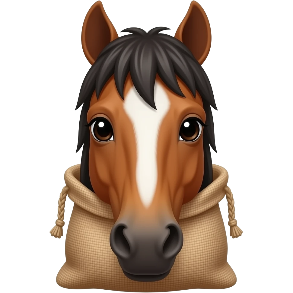 Generate a horse head inside a bag emoji