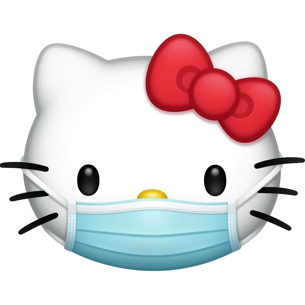 Hello Kitty wearing a face mask emoji