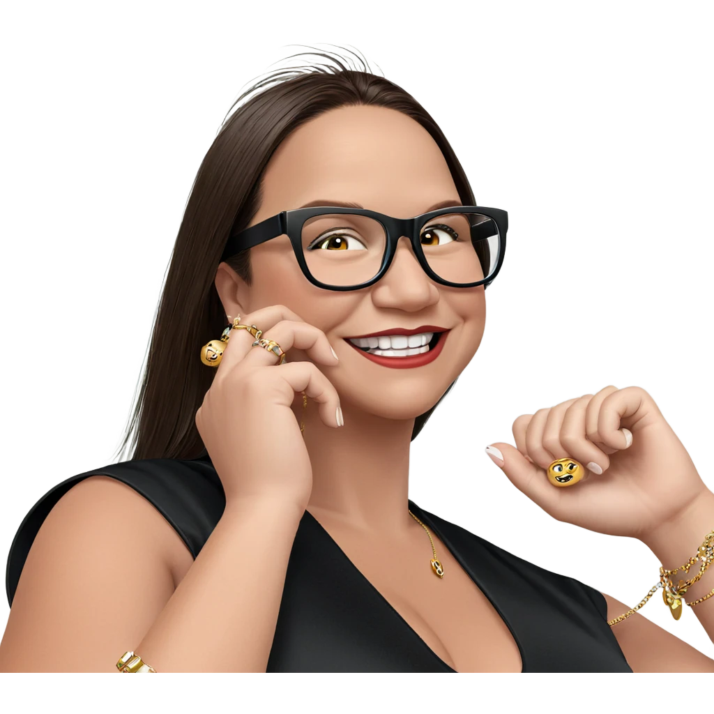 smiling girl with jewelry phone emoji