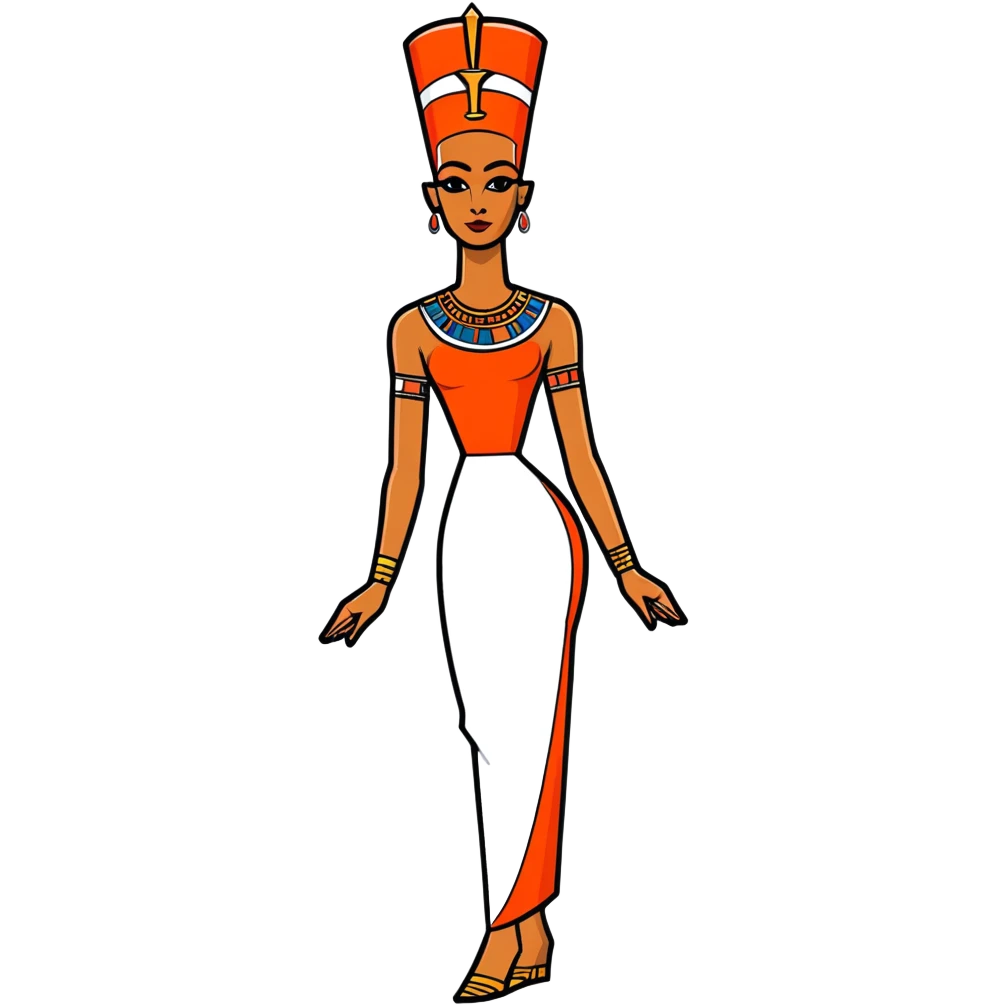 Brown skinned Nefertiti in coral and silver ￼ emoji