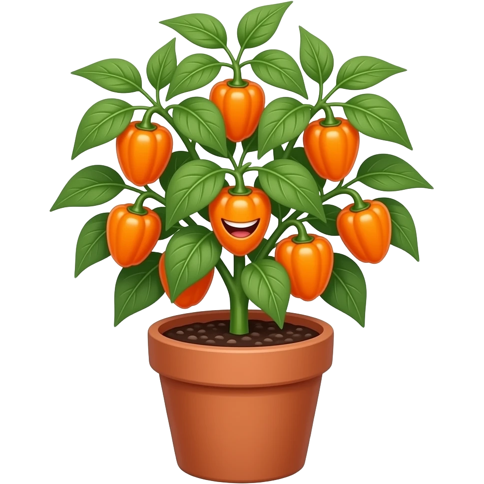 a laughing orange habanero plant in a pot emoji
