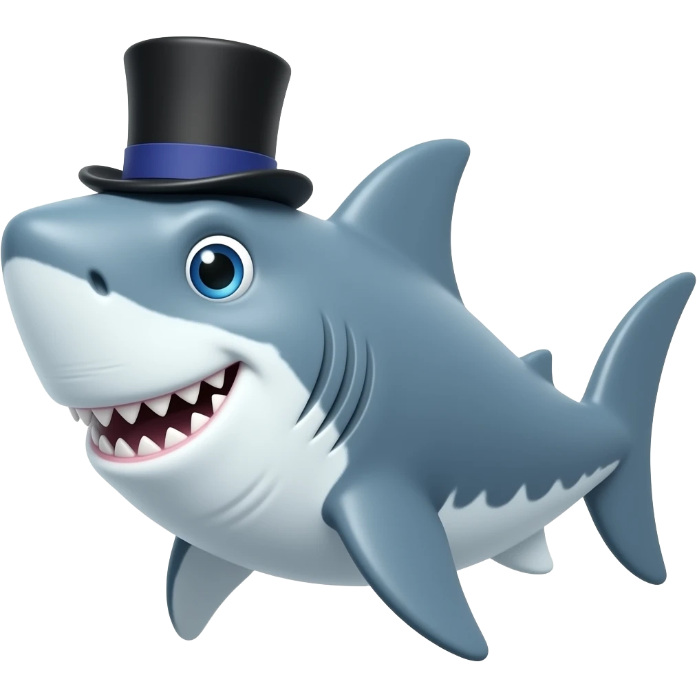 Shark with a top hat emoji
