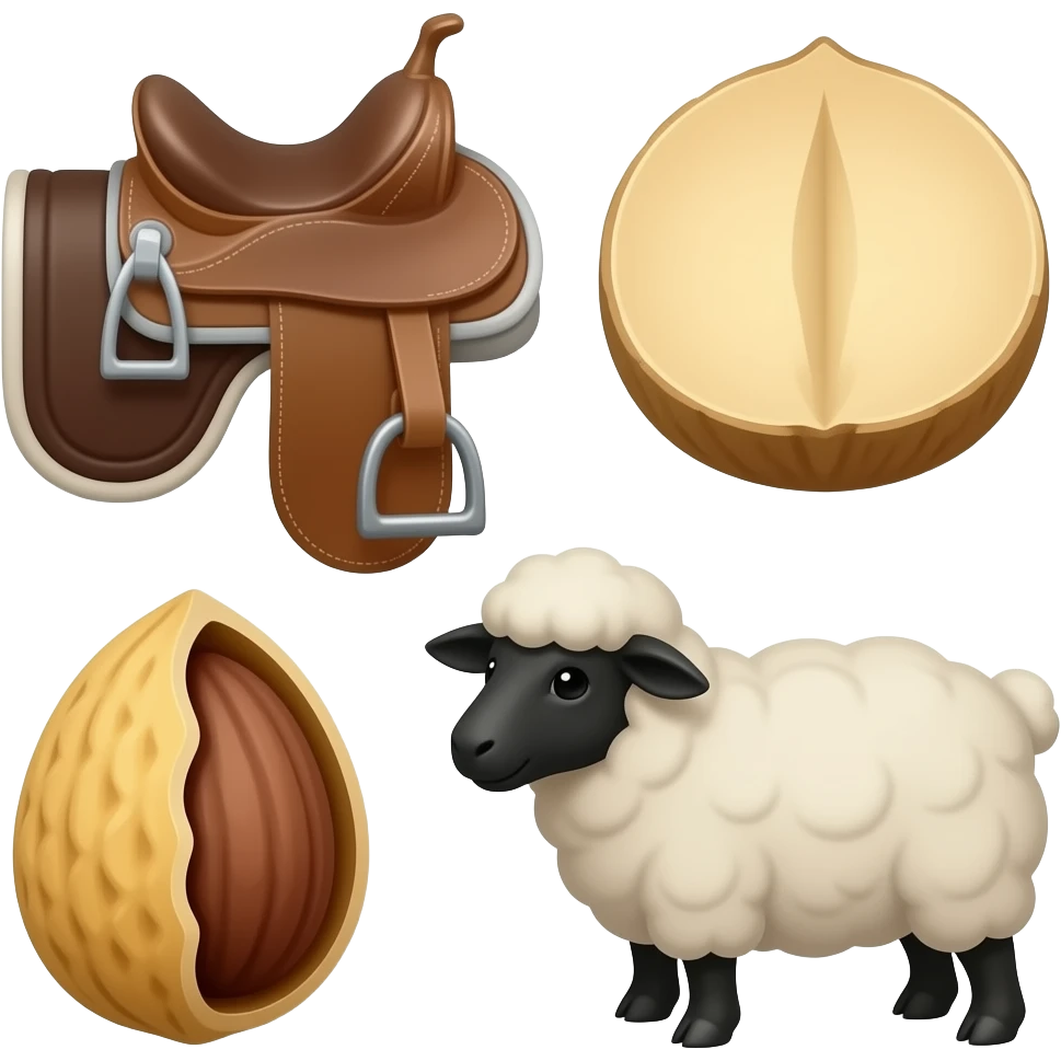 saddle + sheep + nut emoji