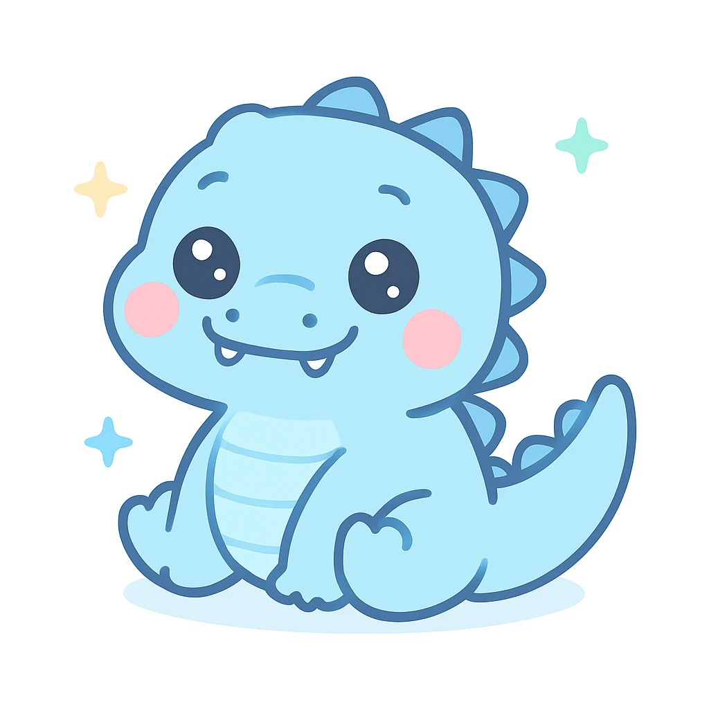 Make the baby crocodile blue, keep the kawaii style with big eyes and chubby cheeks. emoji