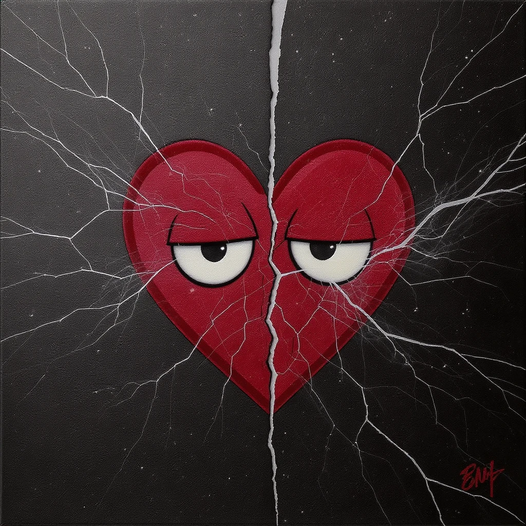 emo heart with a crack emoji