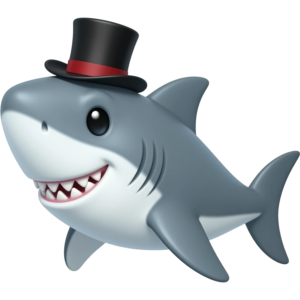 Shark with a top hat emoji