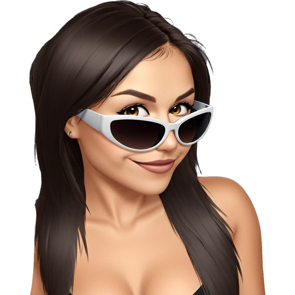 smiling girl with sunglasses emoji