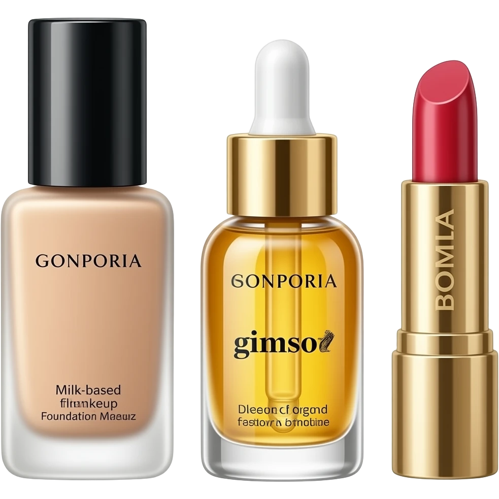 Real Sophora makeup products like milk and gimsou and boma emoji
