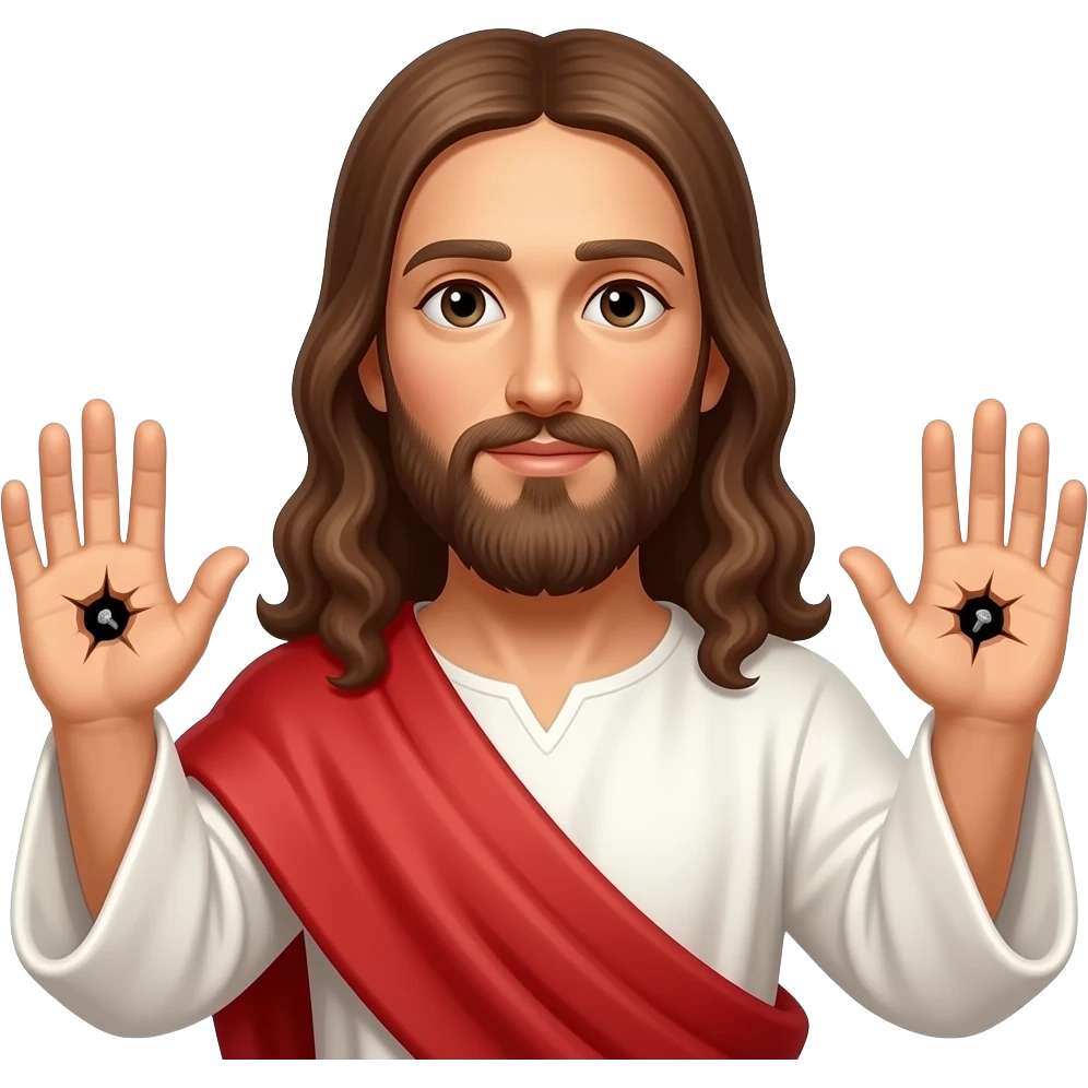 Jesus avec un trou de la taille d’un clou dans chaque main emoji