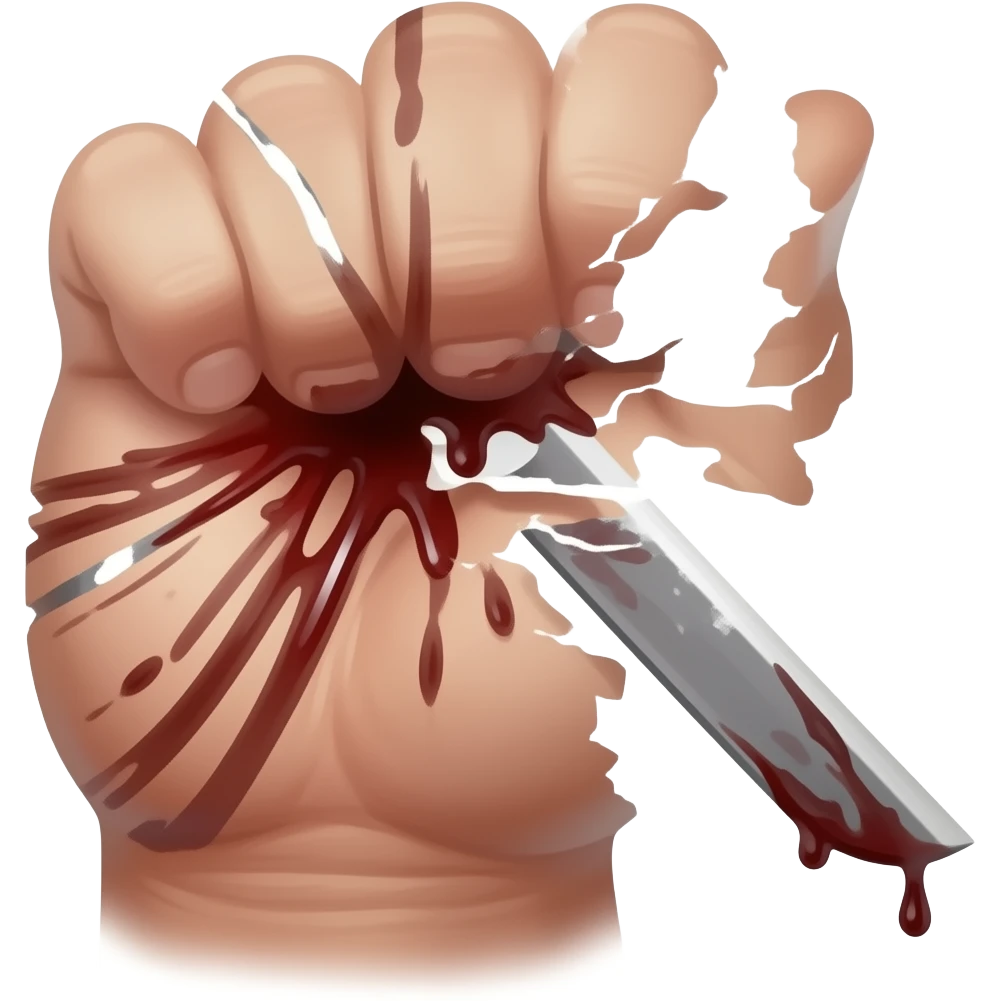 Forearm being cut with a razor blade and bleeding emoji