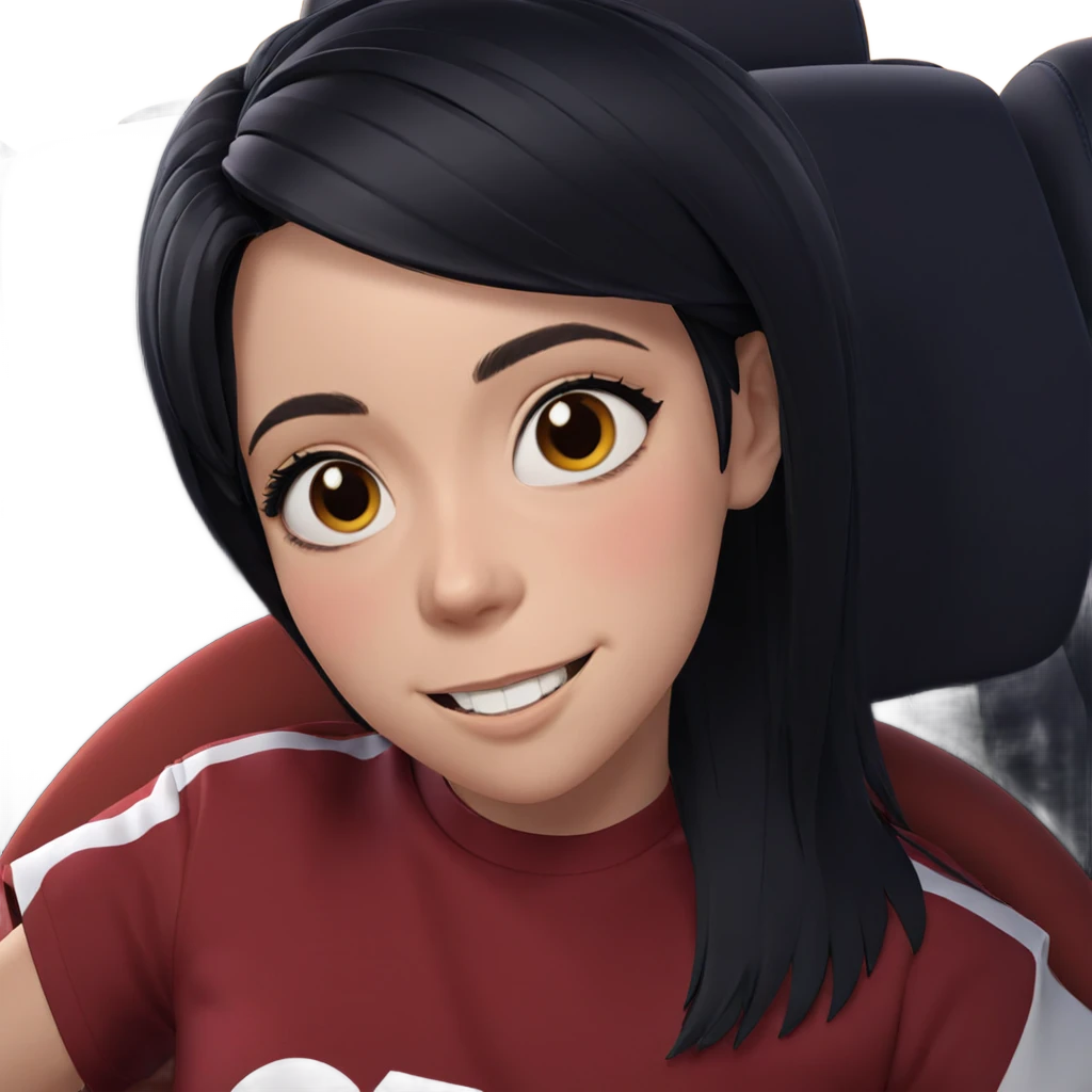 smiling girl in car interior emoji