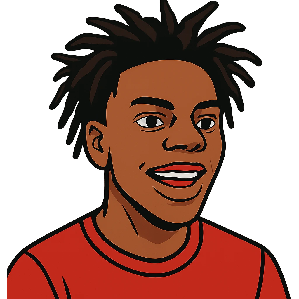 flat toon style portrait of IShowSpeed, bold lines, vibrant colors emoji