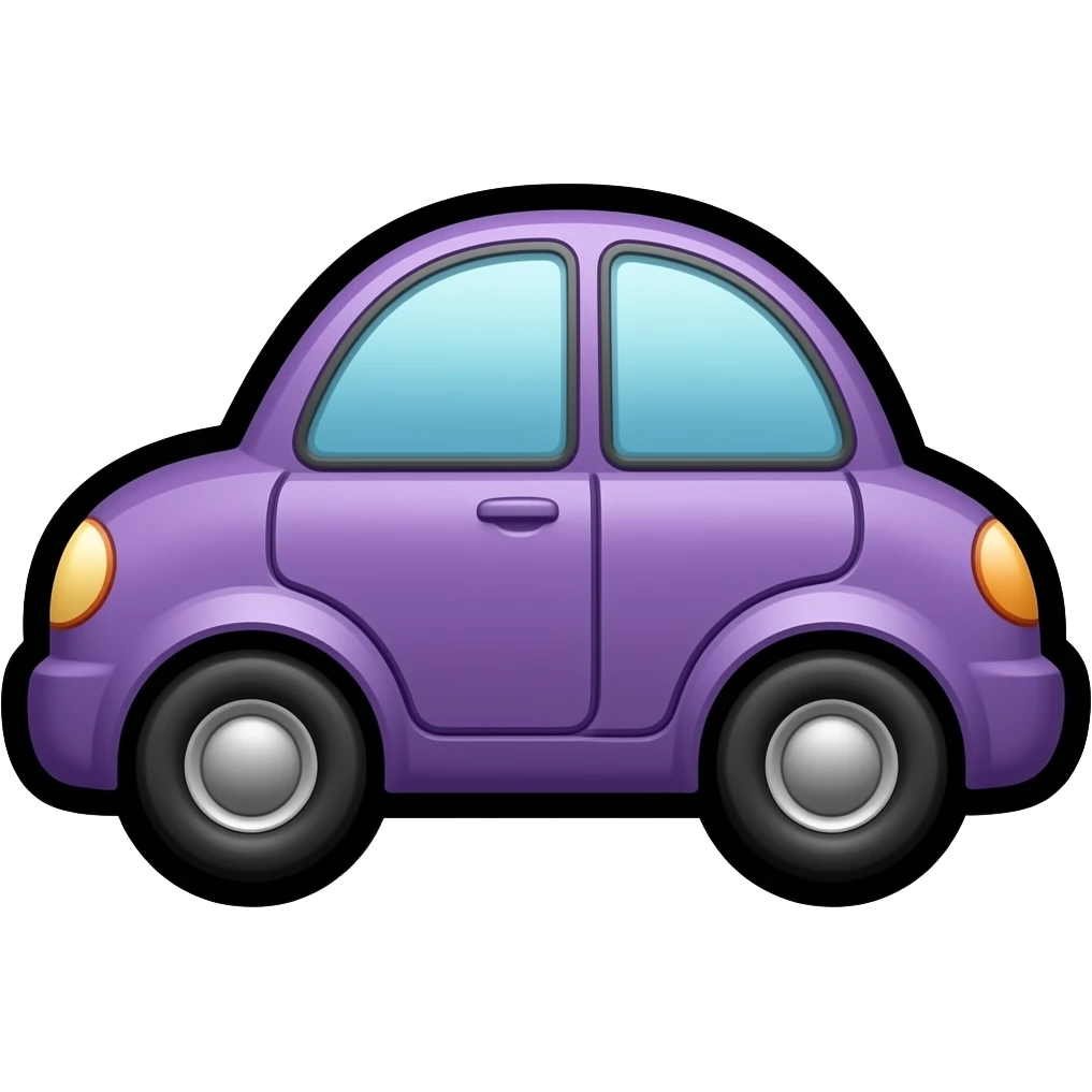 thick black outline, purple car emoji, thick black outline, simple cartoon emoji