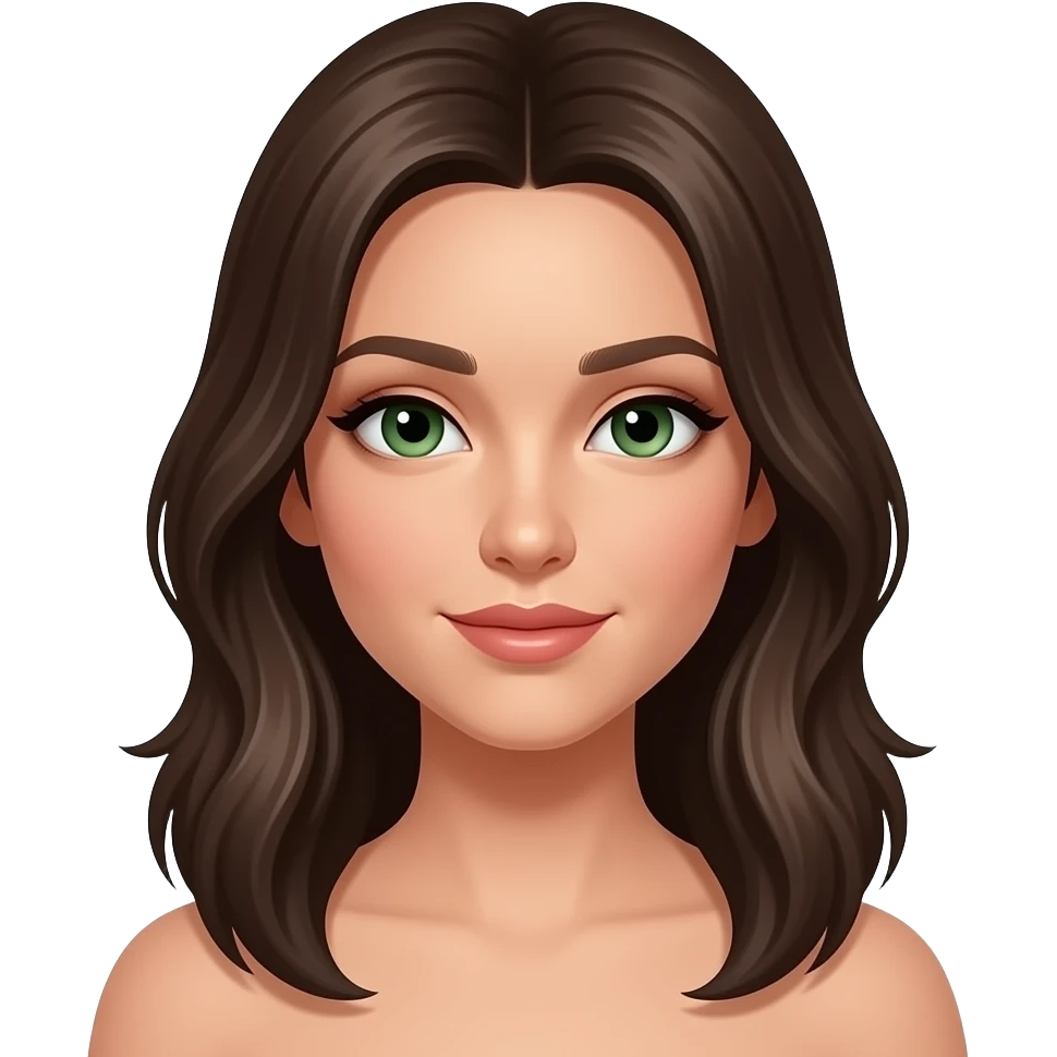A beautiful woman with green eyes and emoji