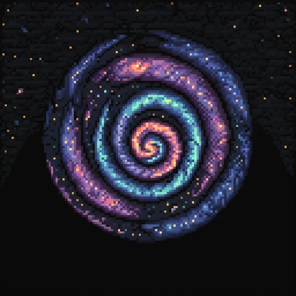 pixel art galaxy, swirling stars and nebulae emoji