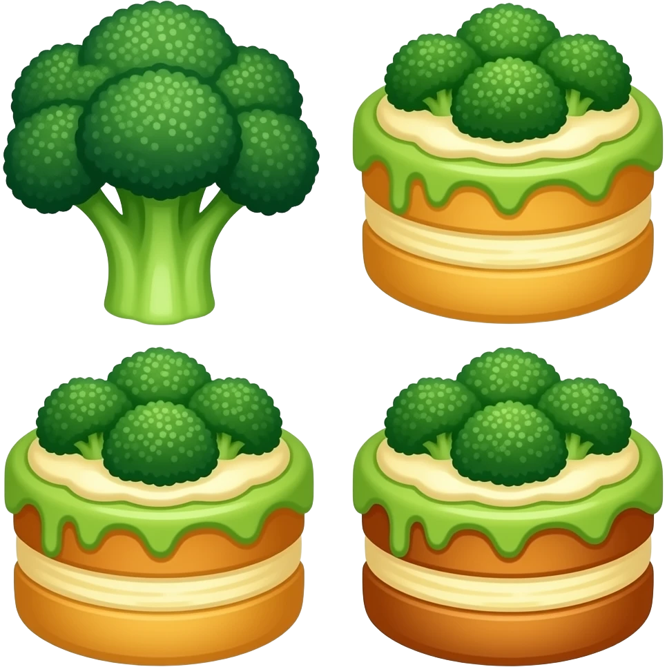 four broccoli cakes emoji