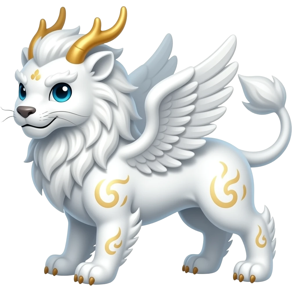 White pixiu:%20A%20winged%20lion-like%20creature%20known%20for%20attracting%20wealth%20and%20acting%20as%20a%20guardian. emoji