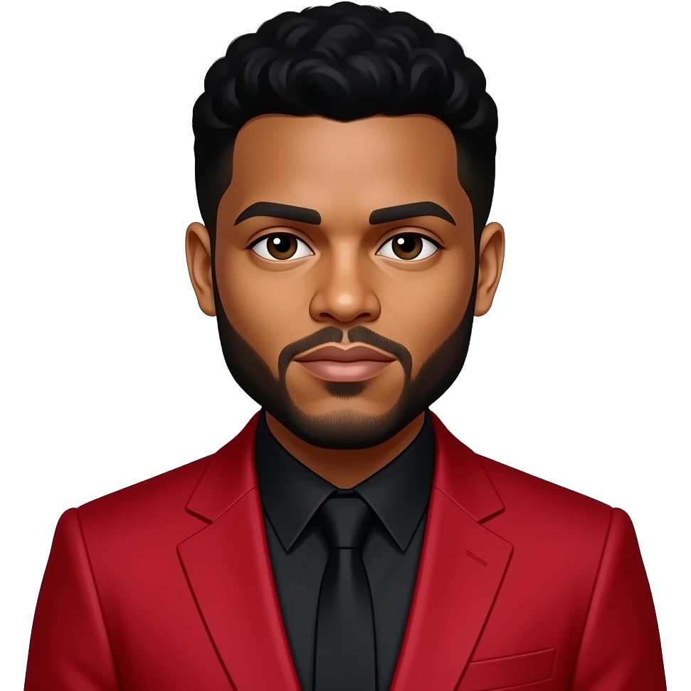 The weeknd with red suit emoji