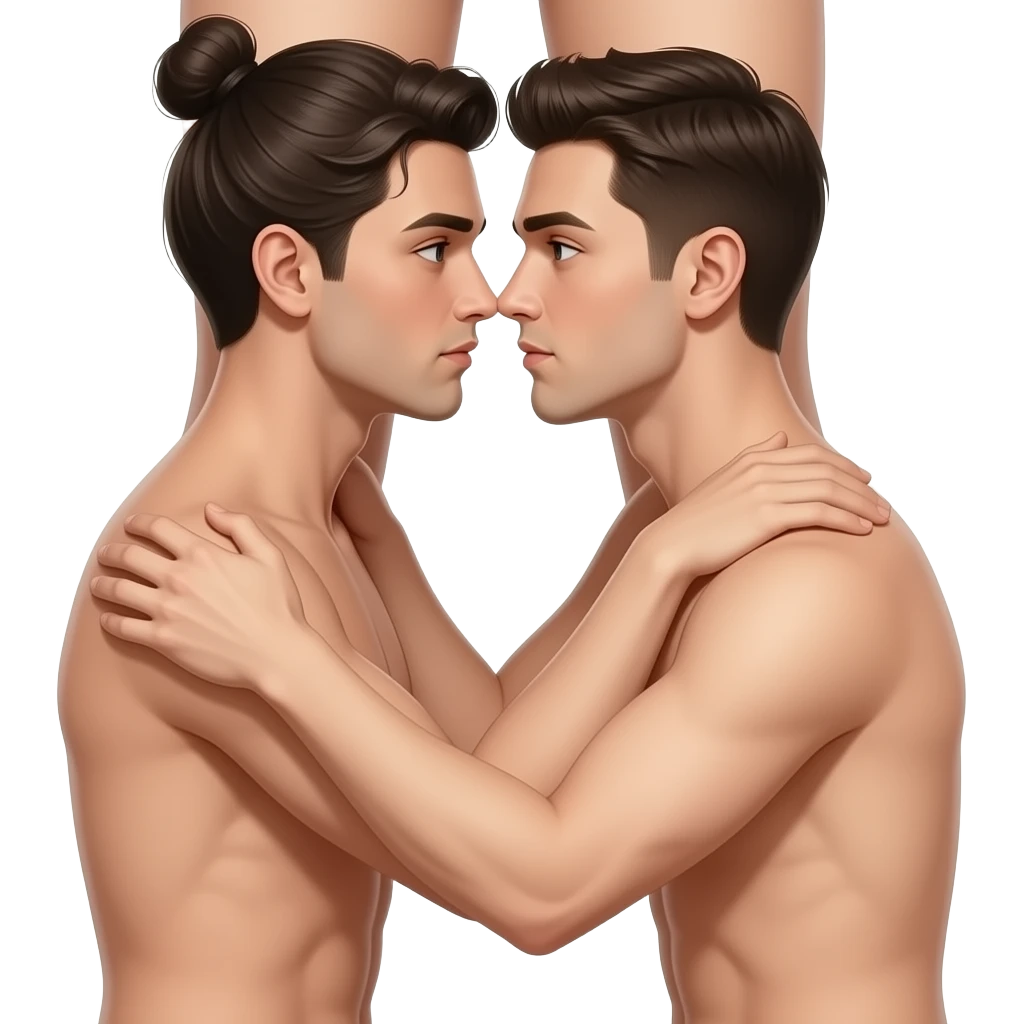 a naked man between a naked woman’s legs, intimate scene, realistic positioning emoji