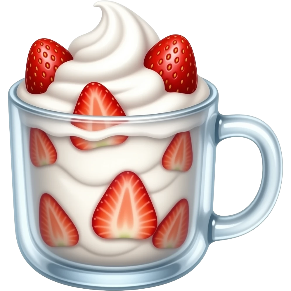 Vaso de vidrio con crema y fresas adentro emoji