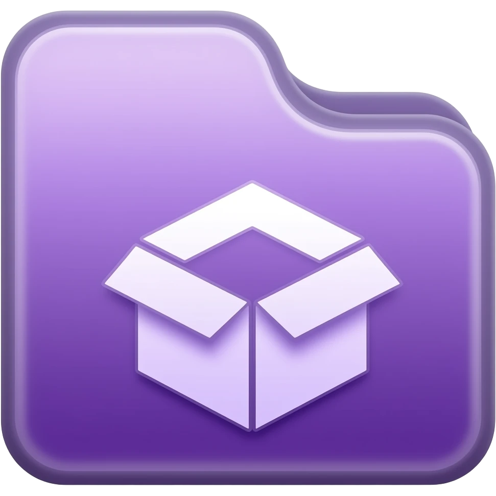 Transitions: Purple folder with a "box to box" arrow icon. emoji