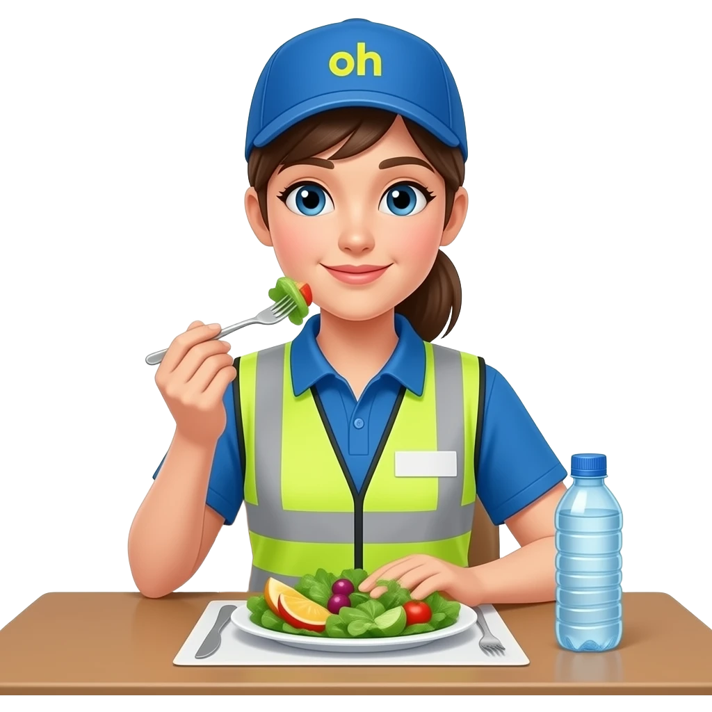 courier delivery girl eating her healthy lunch emoji