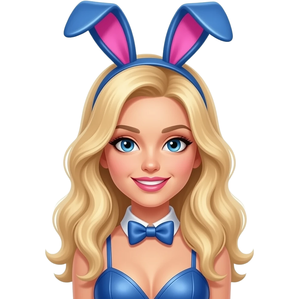 Sexy blonde woman playboy bunny neon pink neon blue emoji