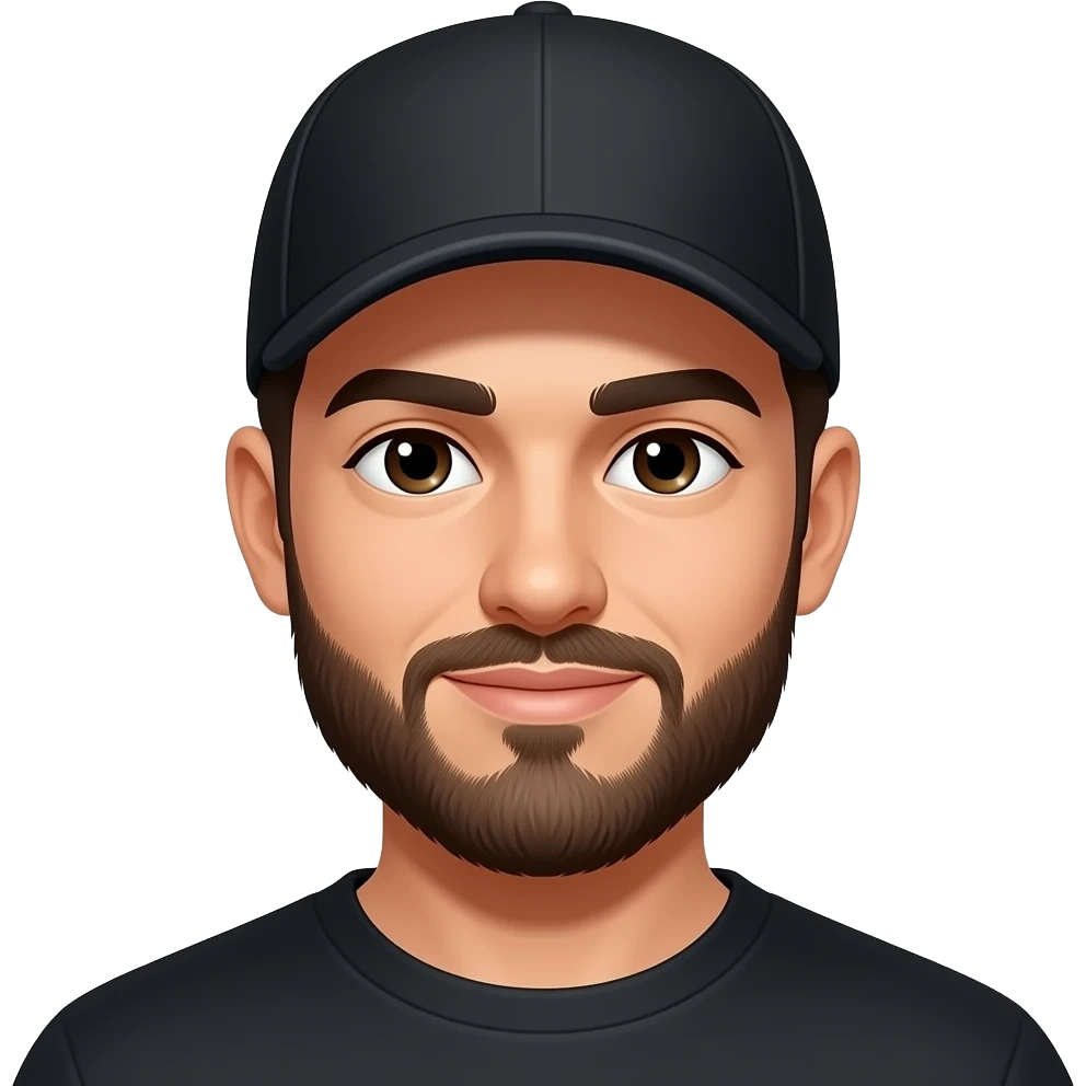 Moreno barba delineada con cachucha negra emoji