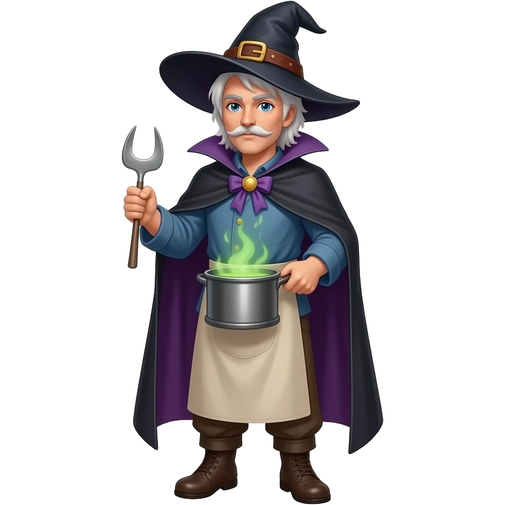 White man bewitched cooking emoji