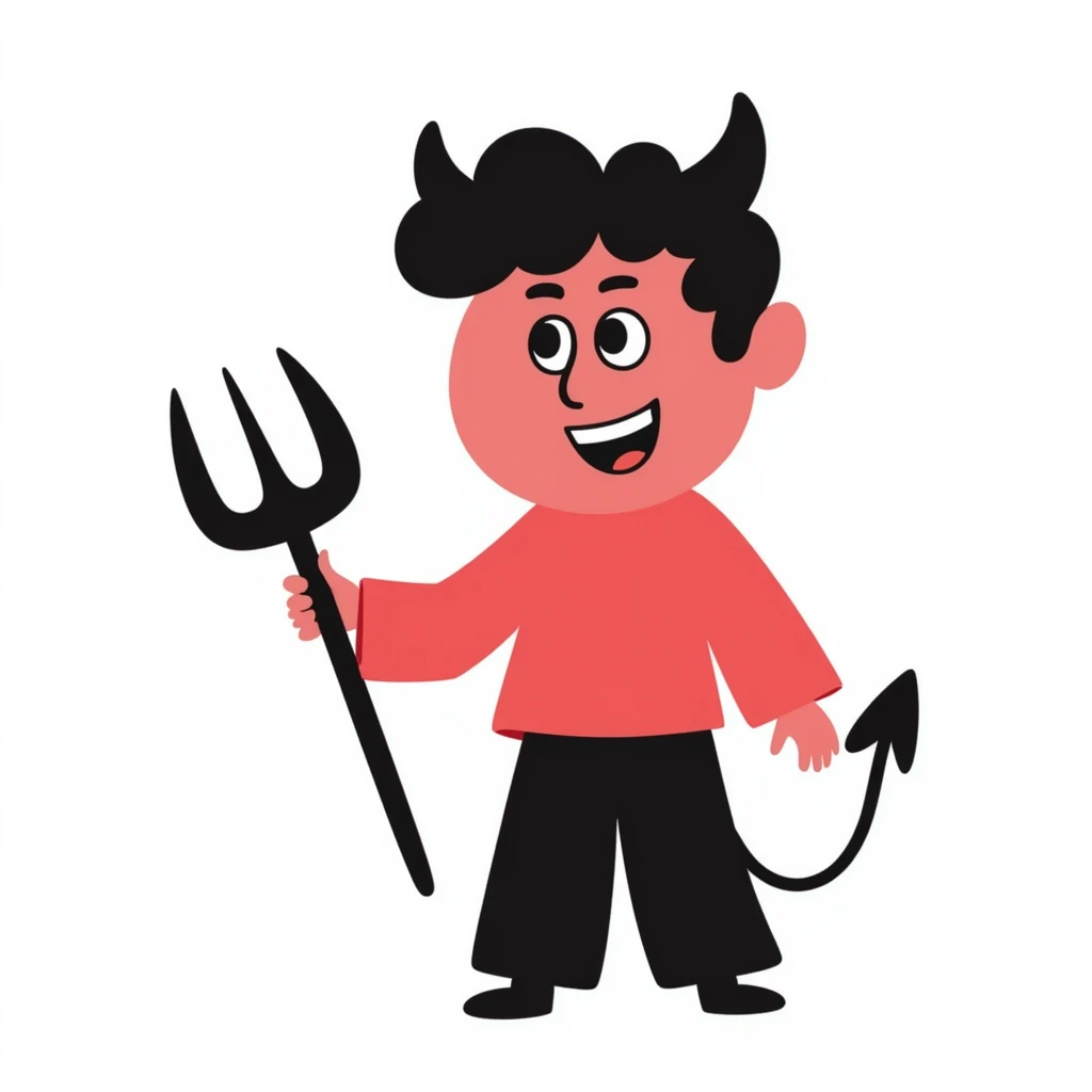 devil hand drawn doodle style emoji