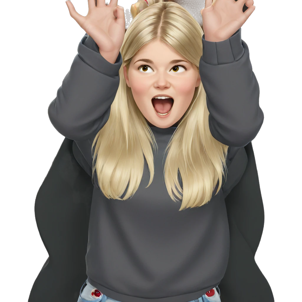 blonde girl with open mouth emoji