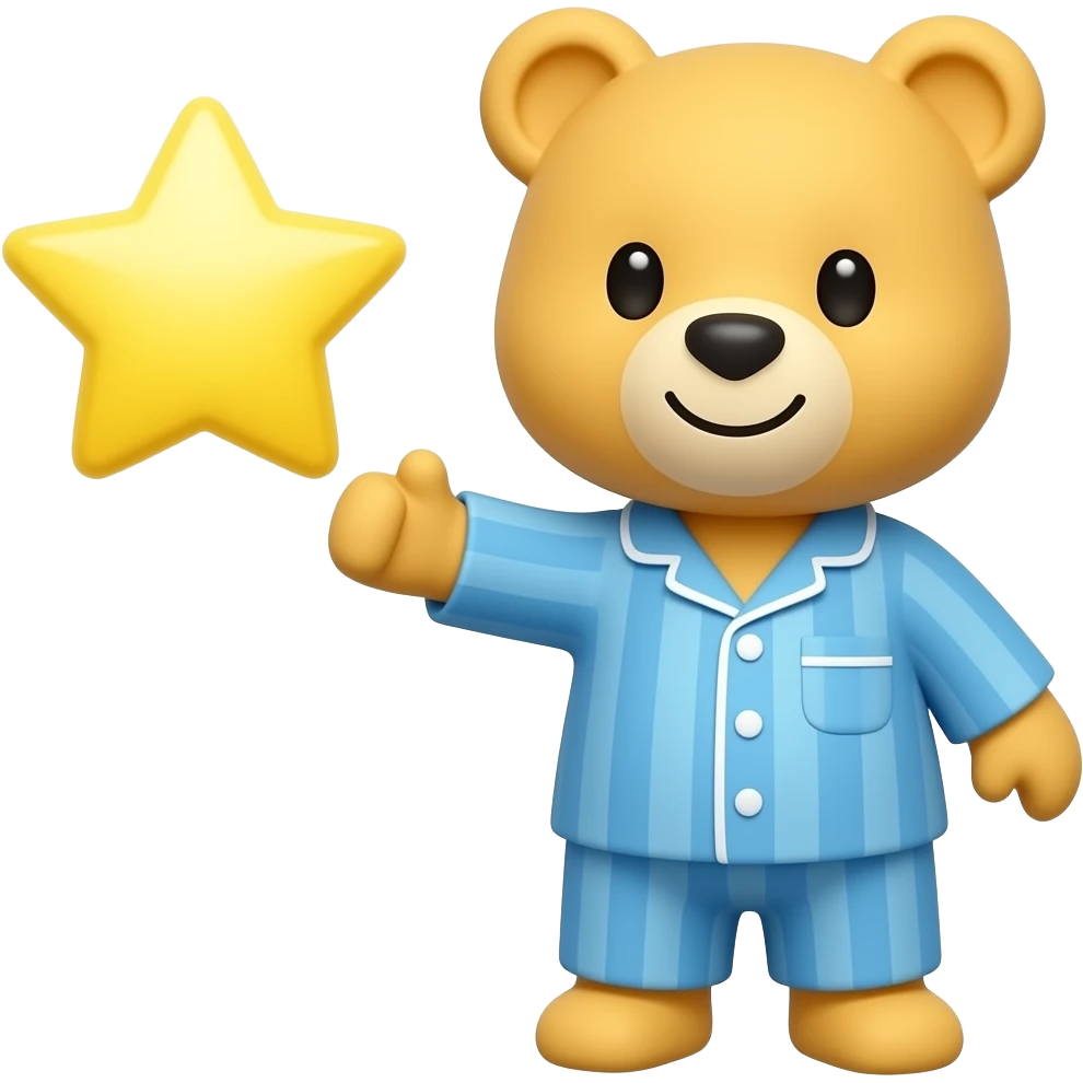twinkle twinkle little star Yellow Star Is Holding Hands With a Yellow bear And A Blue PJ's emoji