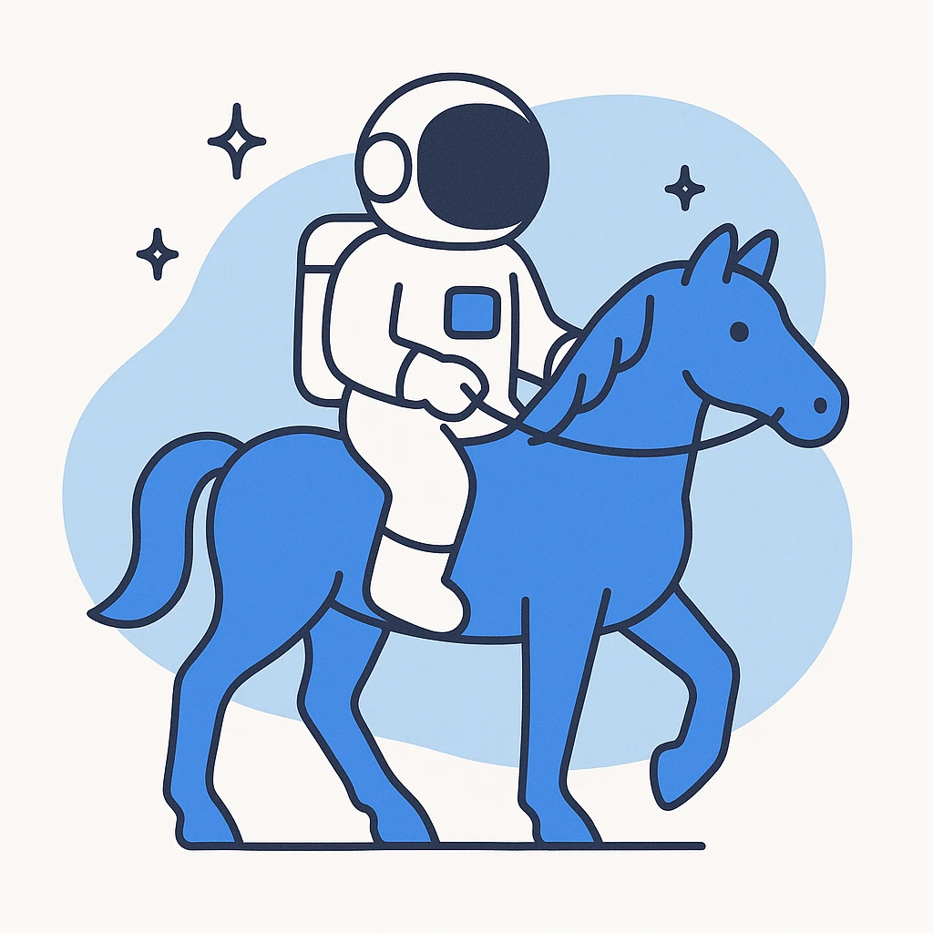astronaut on horseback with stars in background emoji