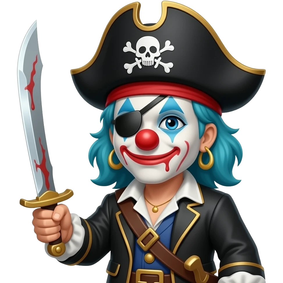 Bloody Clown Pirate with sword emoji