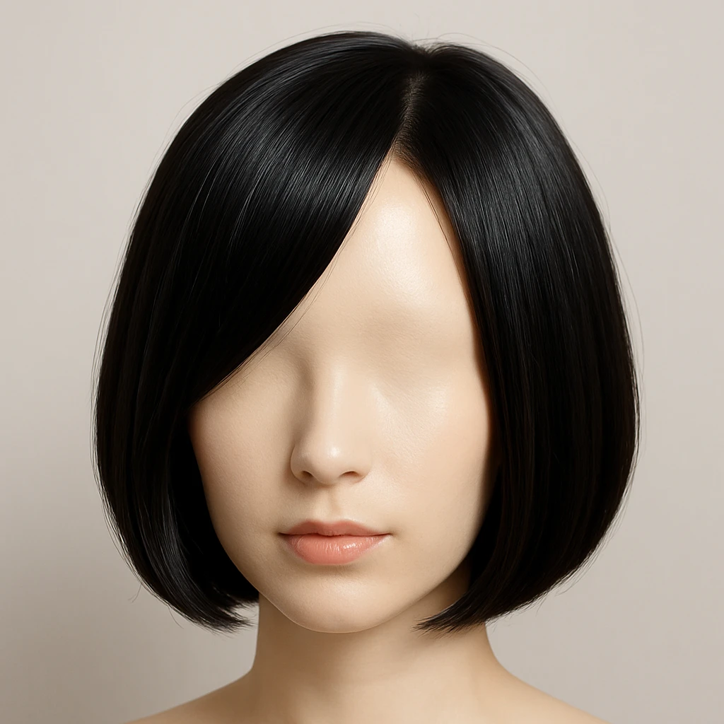 a short black bob wig, modern and sleek emoji