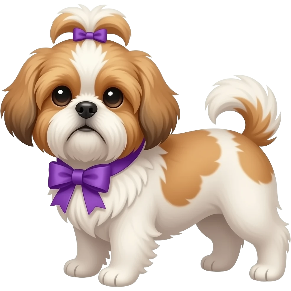shitzu dog with two purple ribbons emoji