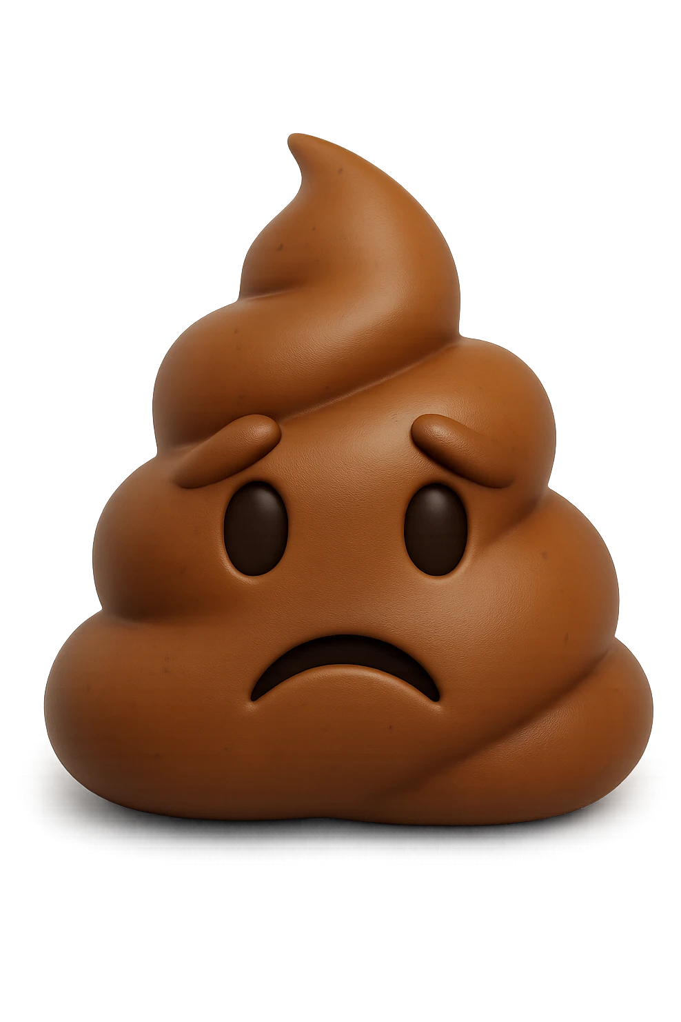 EMOJI STILE IPHONE 3D DI UNA MONTAGNETTA DI FECI A PALLINE CON ESPRESSIONE TRISTE, IPERREALISTICO 4K emoji