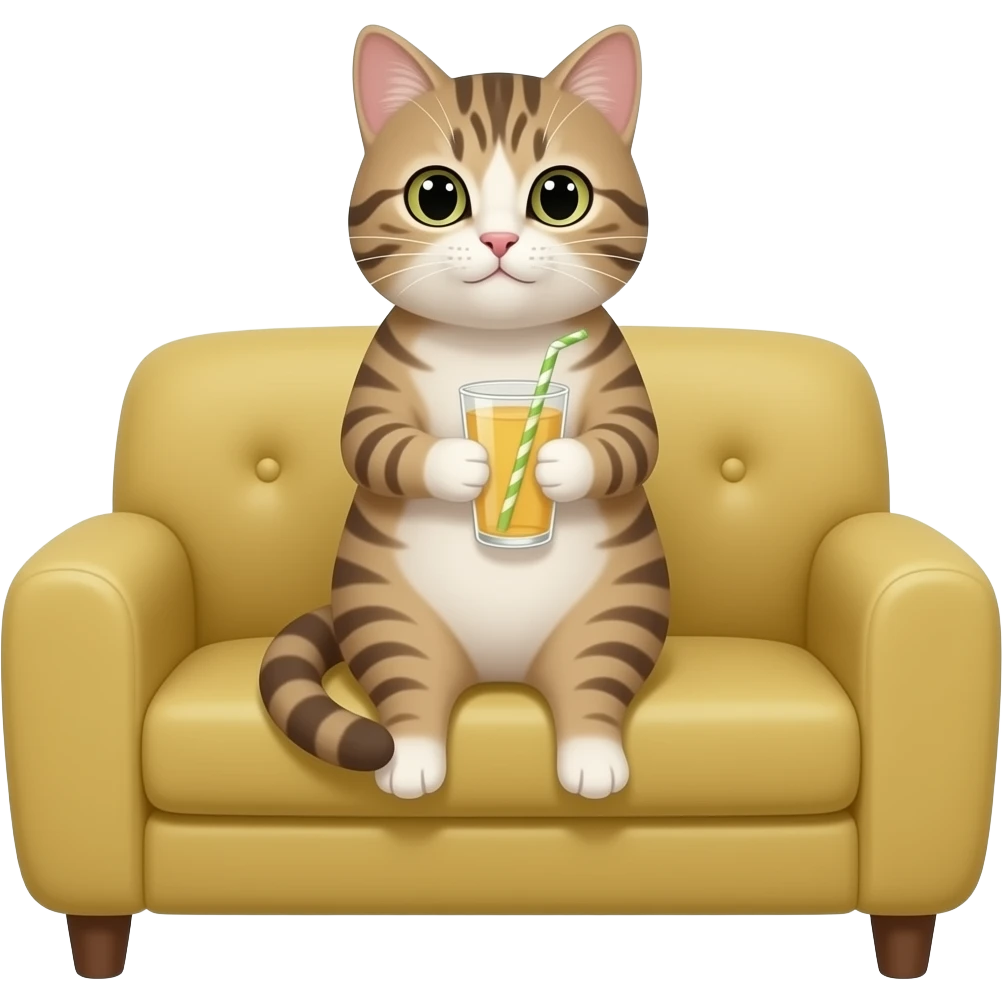 Cat on Couch with Drink emoji