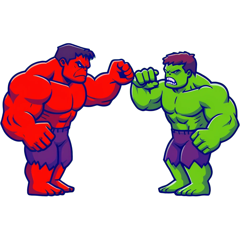 Red Hulk versus Green Hulk face off emoji