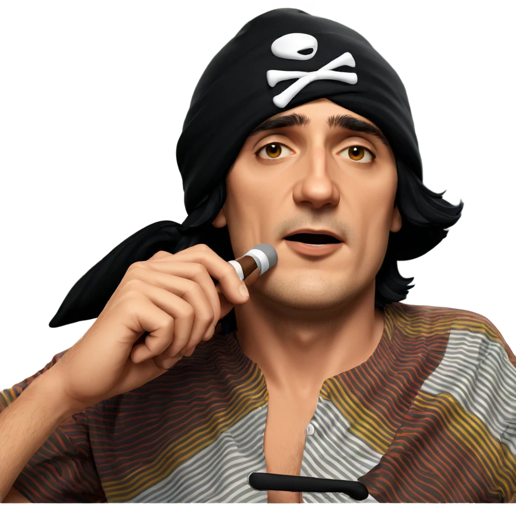 striped shirt parody with hat emoji
