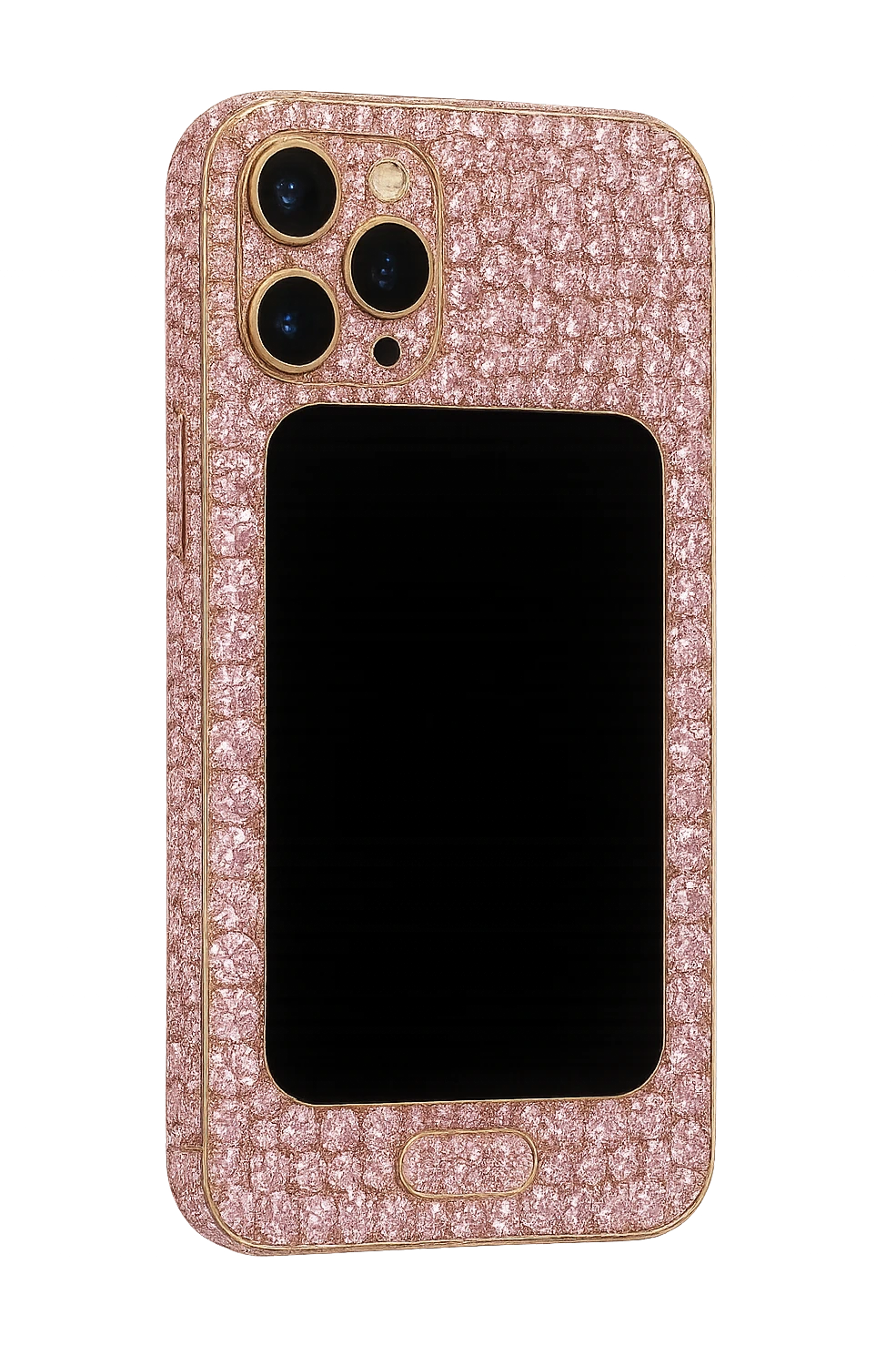pink diamond-encrusted phone, no background emoji