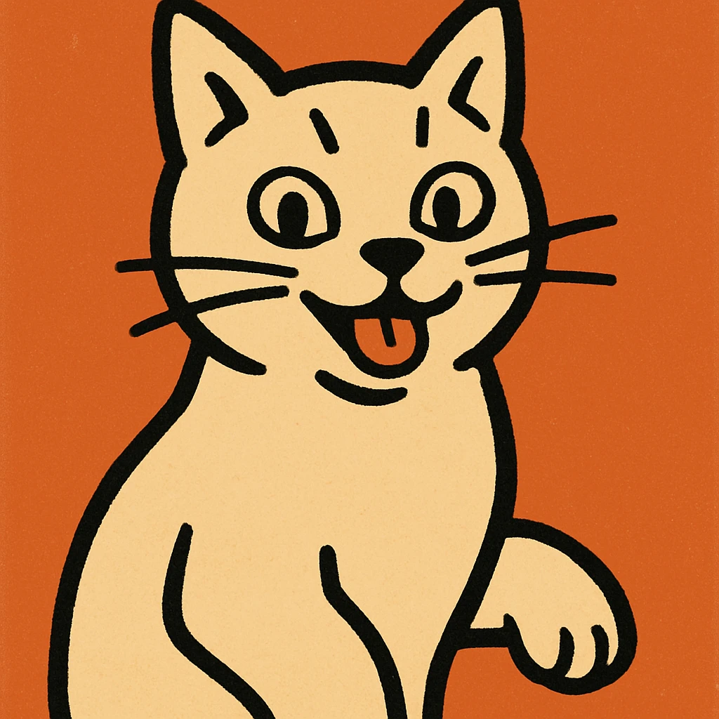 a cat sitting with a playful expression emoji
