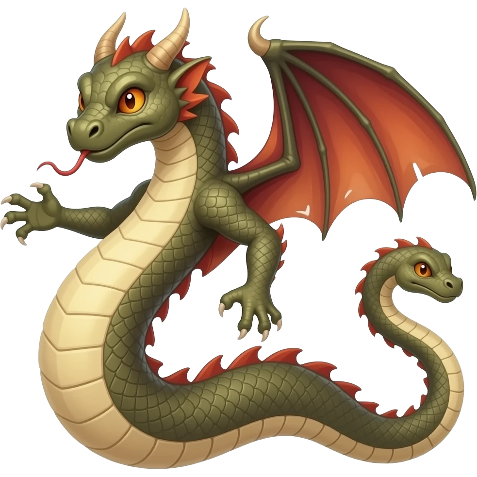 serpent with a head, dragon wings and arms and another head in the tail emoji