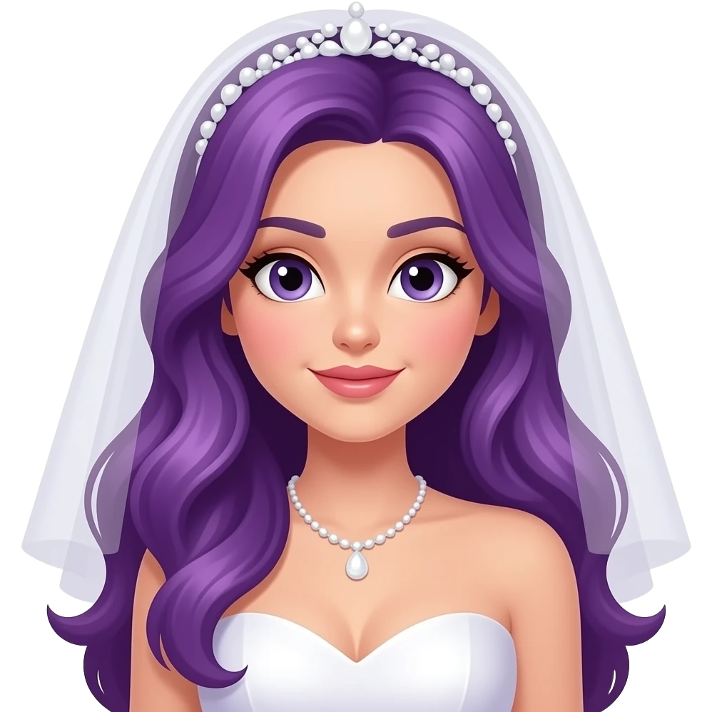 sexy girl with long purple hair marries emoji