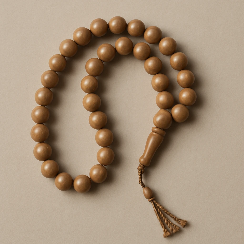 prayer beads, classic, smooth beads, subtle shine, neutral background emoji