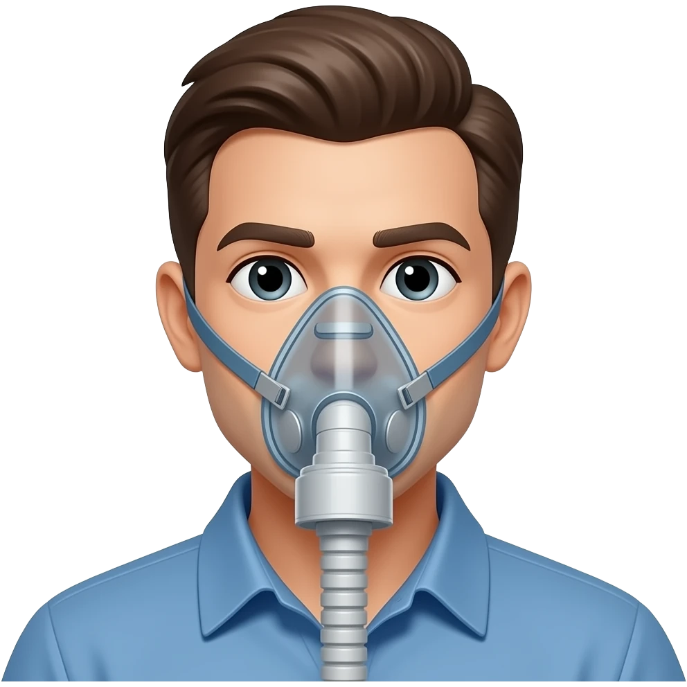 paciente con respirador estilo apple emoji