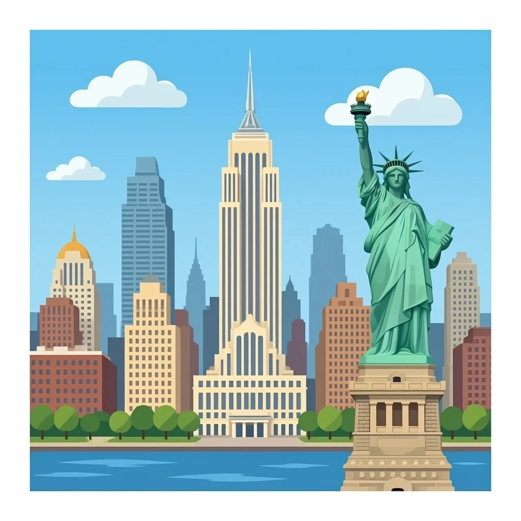 Billionaires' Row Building in New York  Statue of Liberty emoji