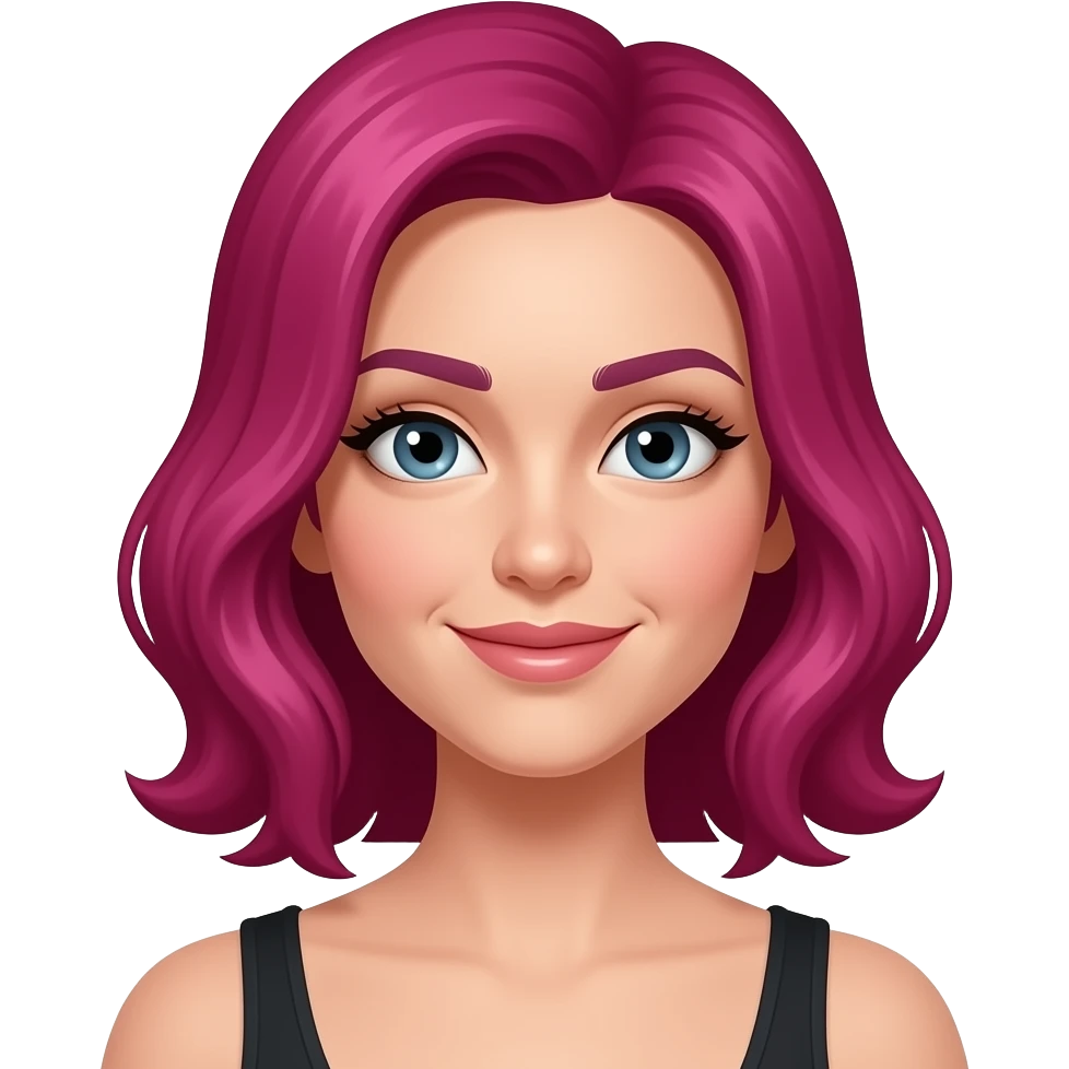 mujer coqueta de cabello magenta emoji