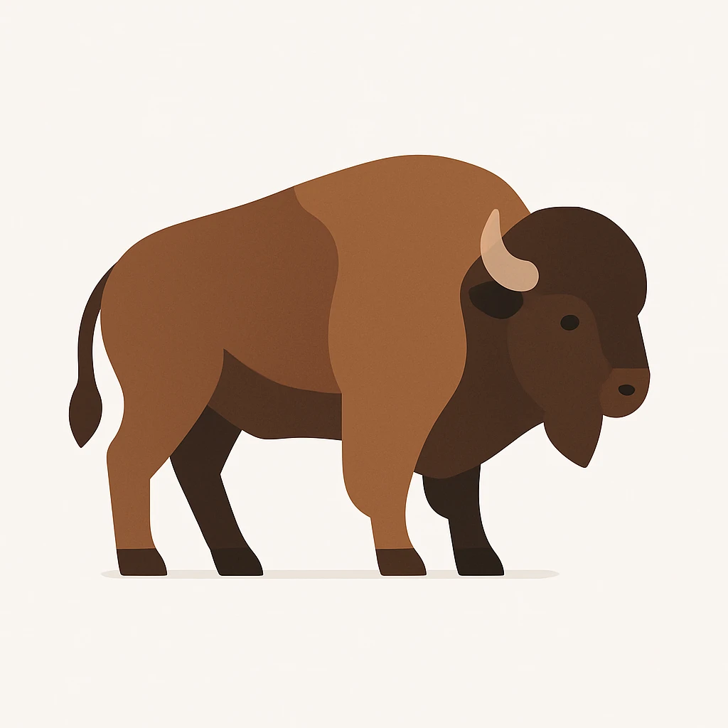flat design style Bison white background emoji