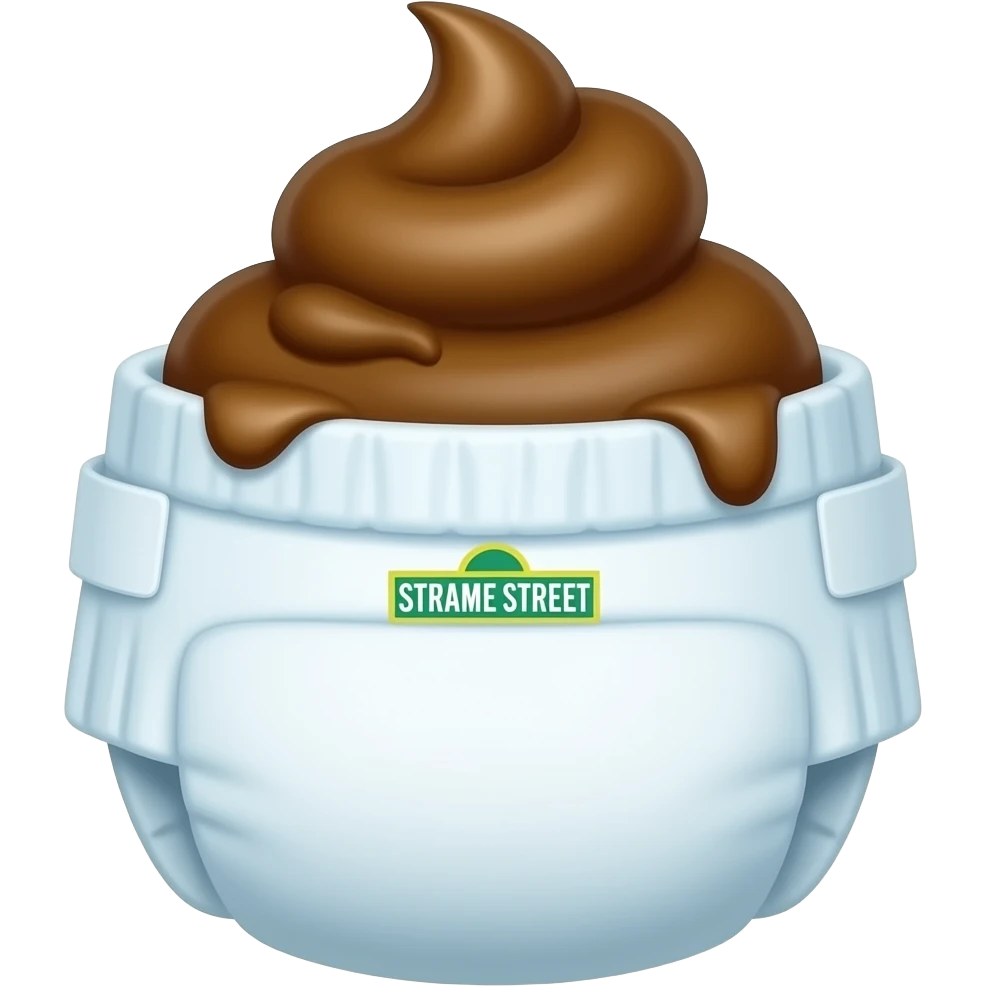 a sesame street designed adult diaper filled with poop and coloured brown when looked at from behind emoji